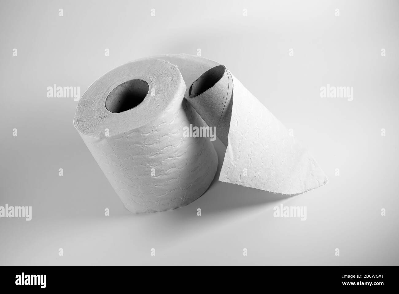 Die Toilettenpapierrolle umfasst eine leere toilettenpapierrolle Stockfoto