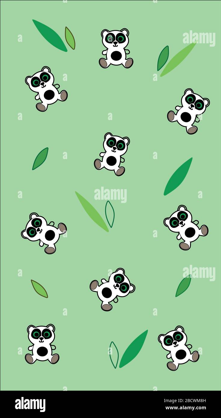 Süße Pandas mit Bambusblättern. Stock Vektor