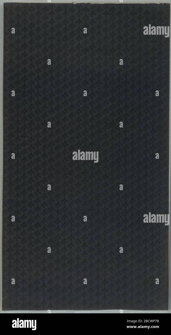 Seitenwand. Forschung in ProgressAll schwarz geprägt mit stilisierten Blumenstreifen und horizontalen Linien (Design imitiert Stoff). Seitenwand Stockfoto