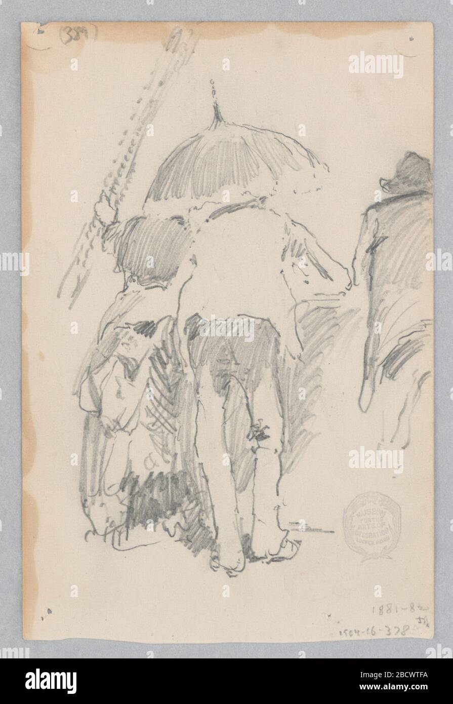 Mann und Frau. Forschung in ProgressRecto, Skizze einer weiblichen Figur, die neben einer männlichen Figur einen Sonnenschirm hält; Verso, Teilskizzen einer männlichen Figur. Mann und Frau Stockfoto