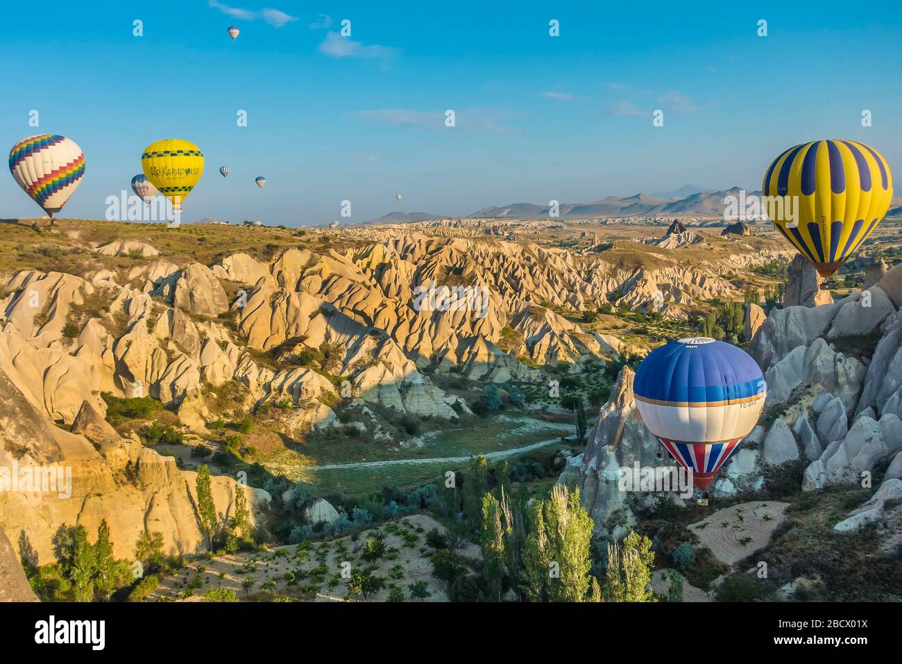 Heißluftballons über Kappadokien, Türkei Stockfoto