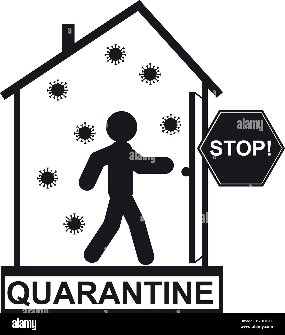 Hausquarantäne, Warnung vor dem Verlassen des Hauses Stock Vektor