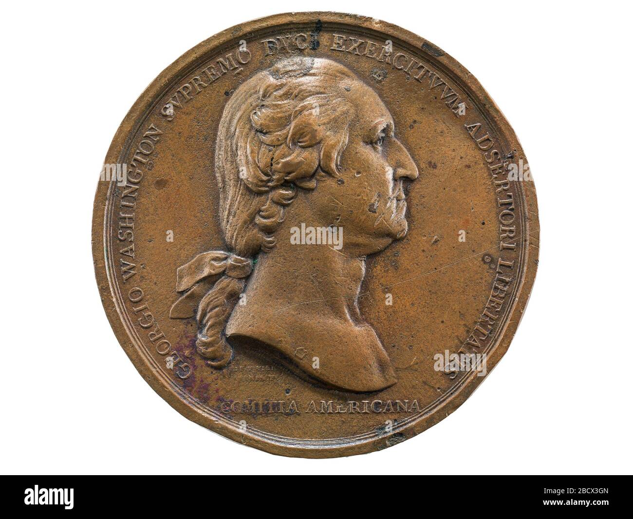 George Washington Vor Boston, Vereinigte Staaten, Um Das Jahr Um Das Jahr Um Das Jahr Ein (1) George Washington vor Boston Medaille, (Comitia Americana)Vereinigte Staaten (Frankreich), 1790obverse Bild: Nach rechts gerichtete Porträtbüste Washingtons basierend auf Houdons Werk.obverser Text: GEORGIO / WASHINGTON / SVPRemo / DVCI / EXERCITVVM / ADSERTORI / LIBERTATIS / COMITIA / AMERI George Washington vor Boston United States Stockfoto