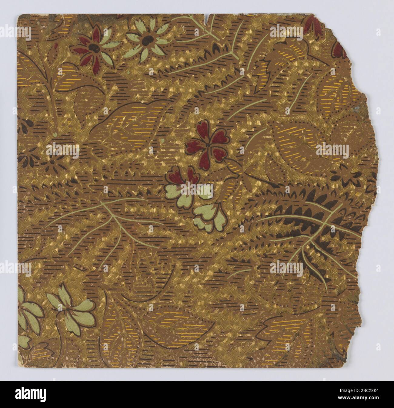 Seitenwandprobe. Forschung in progressFragmentary Tapeten aus Musterbüchern, einschließlich ästhetischer und anglojapanesker Designs.72 Seiten mit Proben. Seitenwandprobe Stockfoto