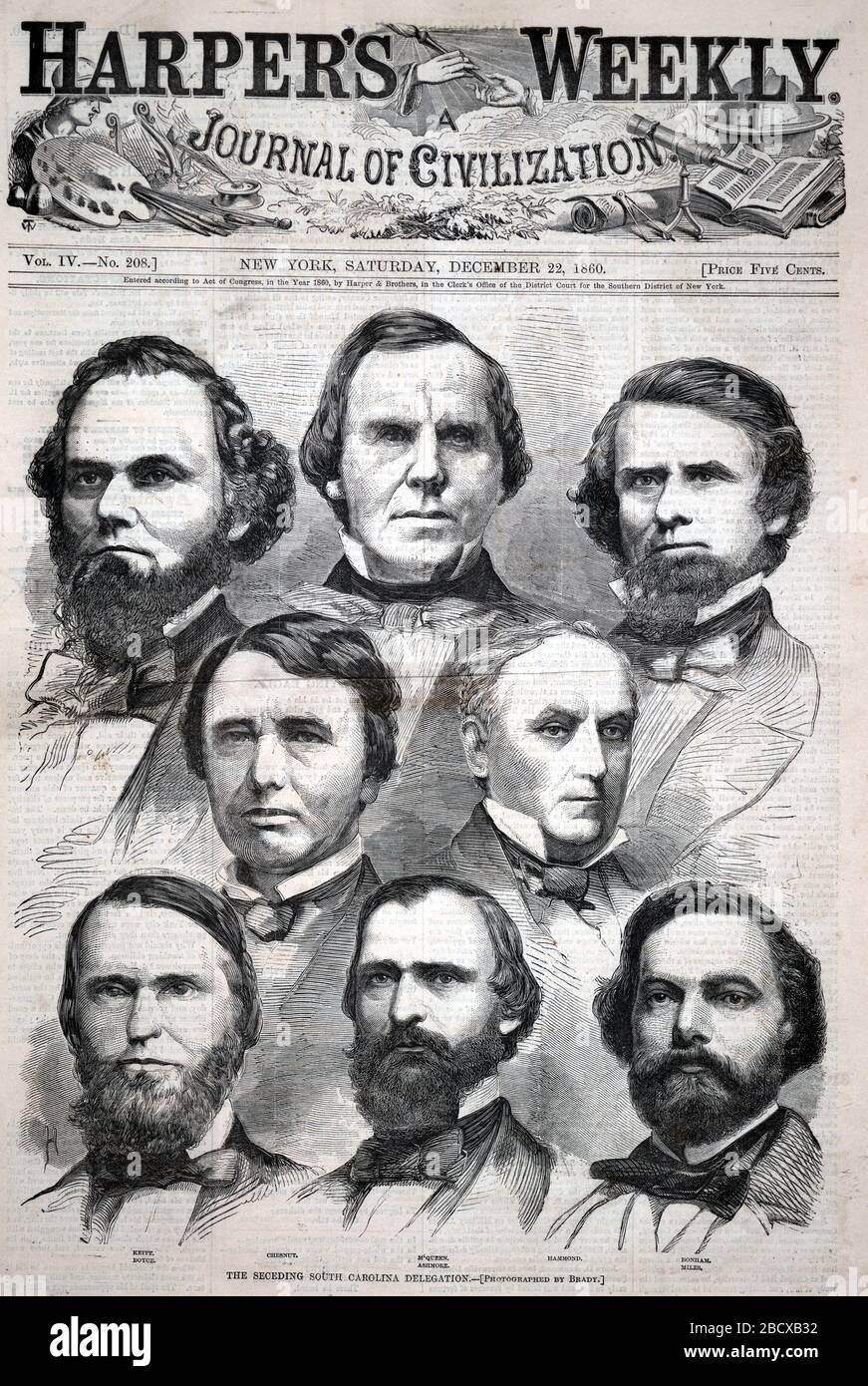 Die abtretende South Carolina Delegation aus Harpers Weekly am 22. Dezember 1860. Stockfoto