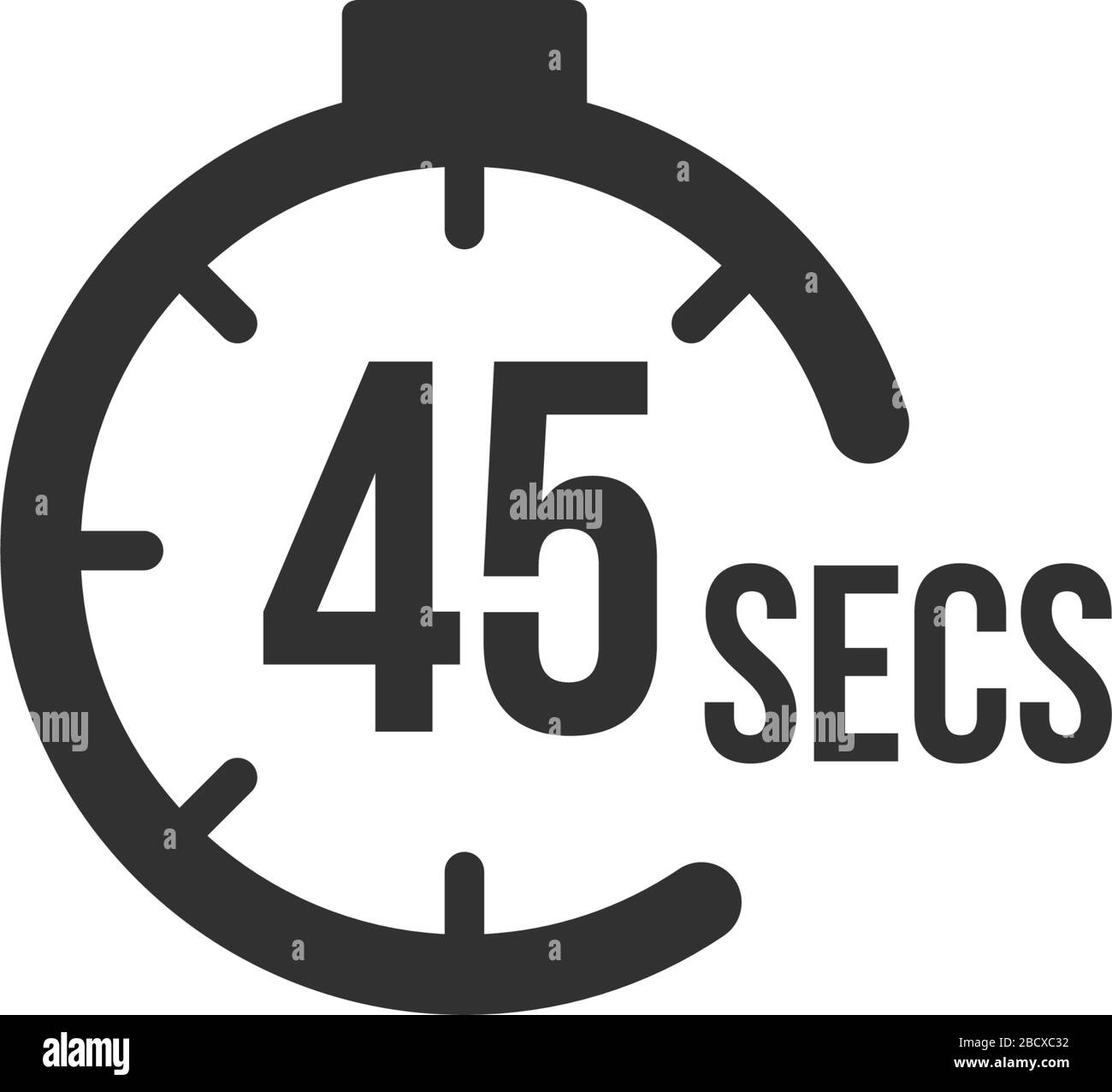 45 Sekunden Countdown-Timer-Symbol eingestellt. Zeitintervall-Symbole. Stoppuhr und Zeitmessung. Darstellung des Vektors isoliert Stock Vektor