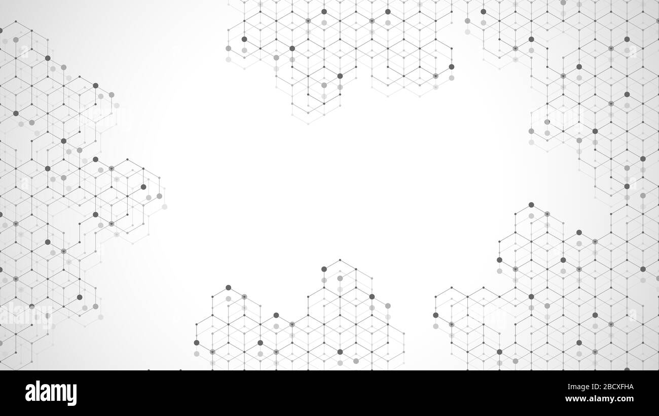 Sechsecke abstrakt Hintergrund mit geometrischen Formen. Wissenschaft, Technologie und medizinische Konzept. Futuristischer Hintergrund in den Bereichen Wissenschaft Stil. Grafik hex Stock Vektor