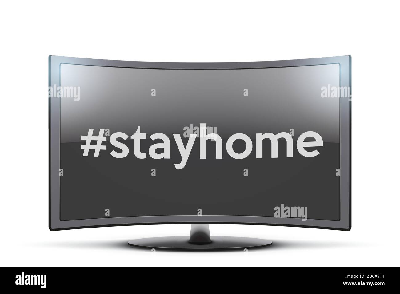 Breitbild-tv-Monitor mit Stayhome-Schild Stock Vektor