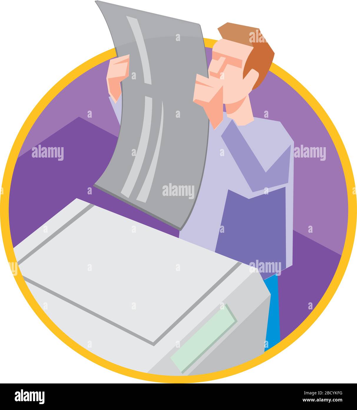 Prepress at Work, Computer-to-Plate oder CTP, Design and Print Service, Vektoricon Illustration. Stock Vektor