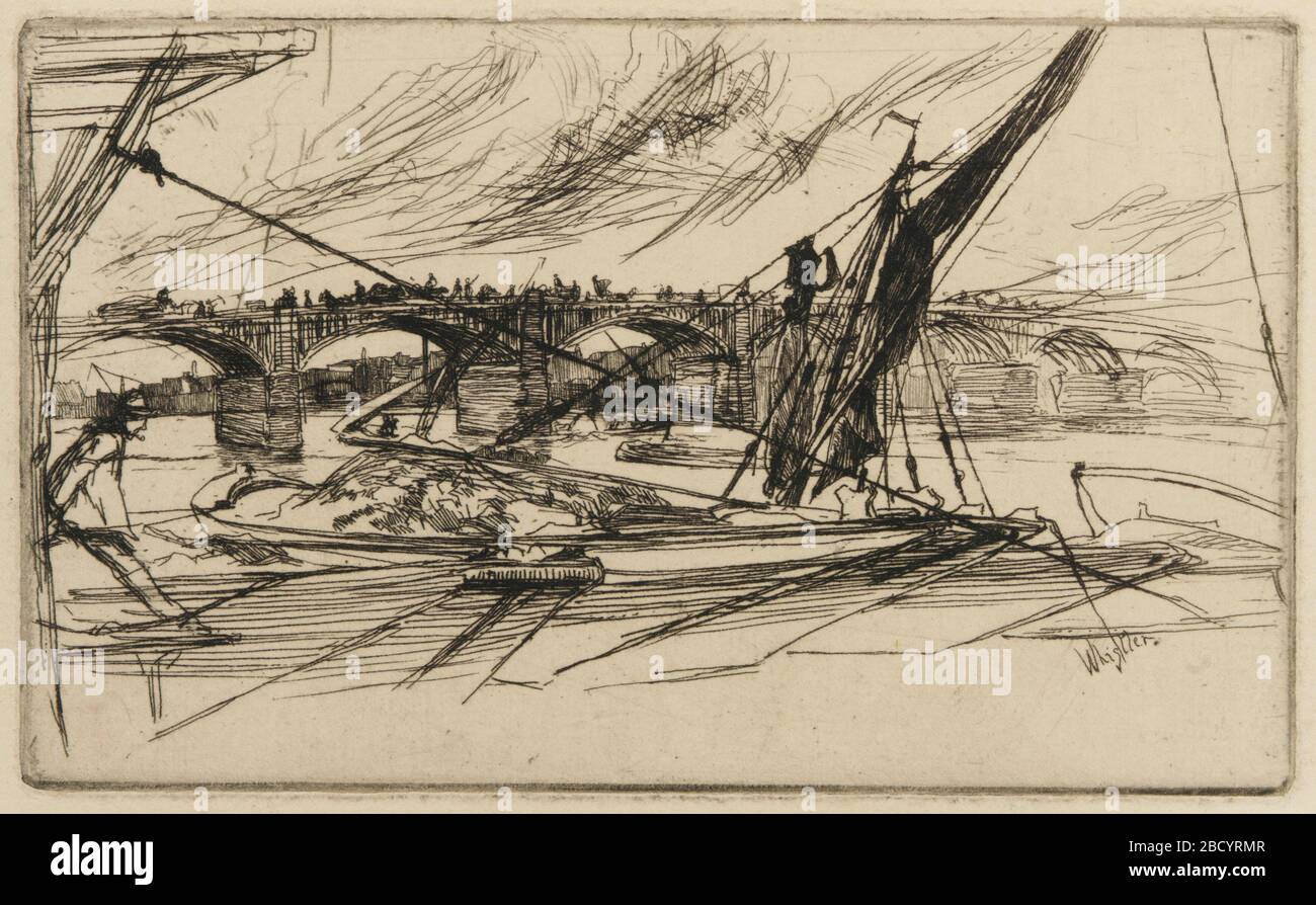 (Künstler) James McNeill Whistler; Vereinigte Staaten; 1861; Radierung auf Papier; H x B: 6,8 x 11,4 cm (2 11/16 x 4 1/2 in); Geschenk von Charles lang Freer Vauxhall Bridge Stockfoto
