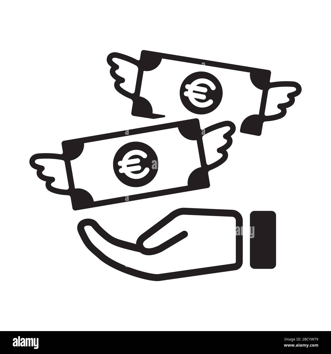 Symbol Geld Ausgeben Geld Verschwenden Fliegendes Geld Euro Stock Vektorgrafik Alamy
