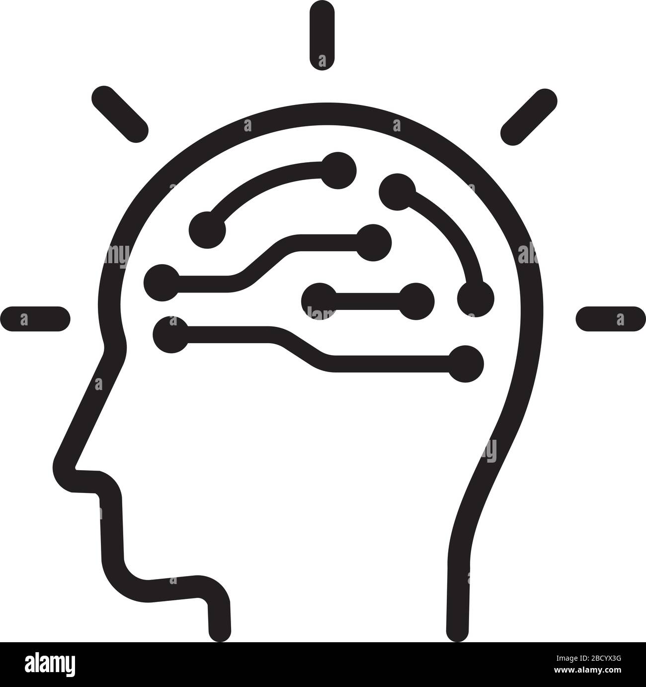 AI, künstliche Intelligenz, tiefes Lernen/Vektor-Flat-Symbol Stock Vektor