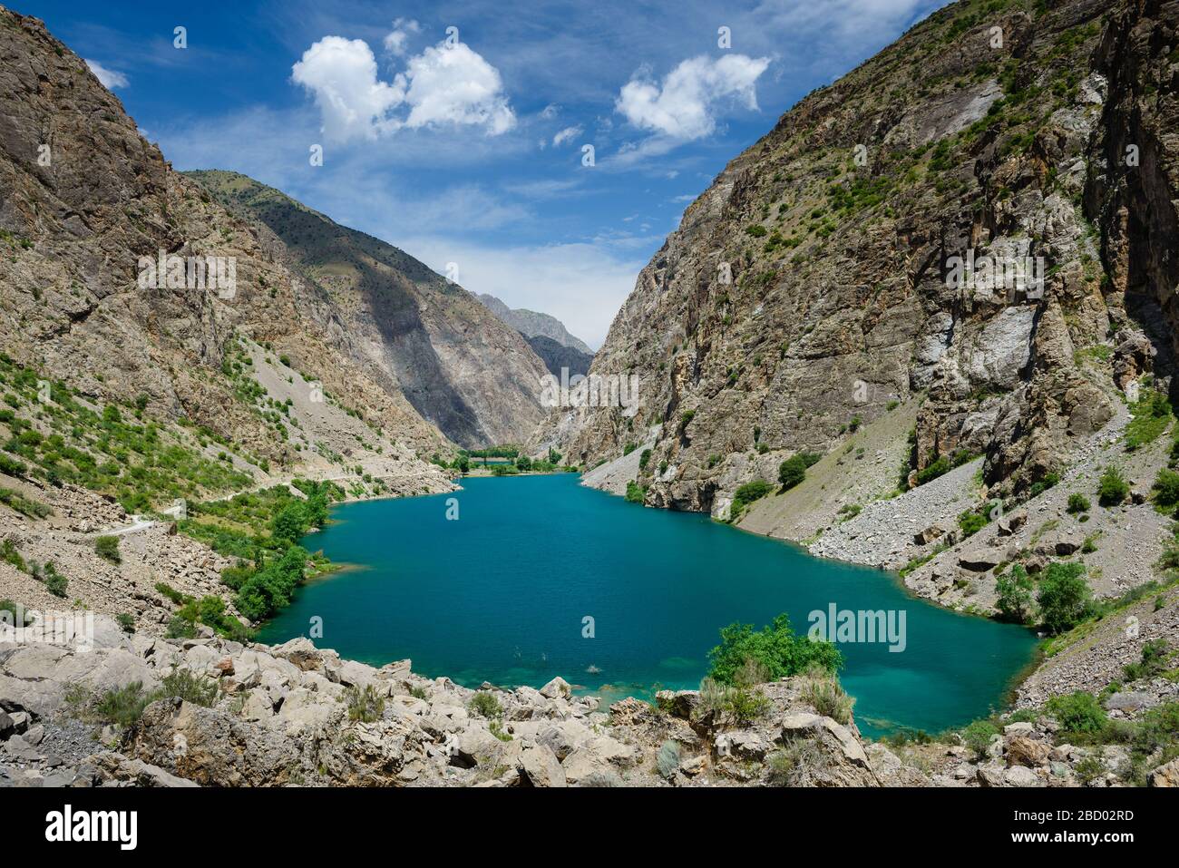 Das schöne 7-See-Trekking-Ziel. Blick auf das Fan-Gebirge in Tadschikistan, Zentralasien. Stockfoto