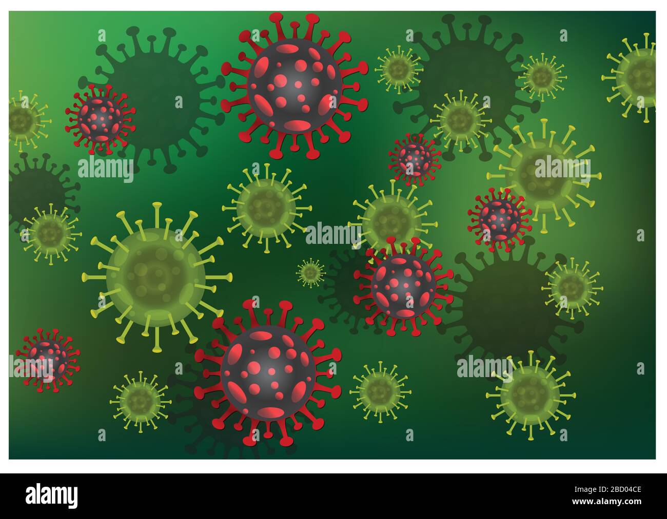 Kovid-19 Influenza-Corona-Virus-Hintergrund: Die Kovid19-Krankheit ist in diesem Fall eine Gesundheitsgefährlichkeit, die den menschlichen Körper und die Grippe als Grippe beeinflusst. 3 Stock Vektor