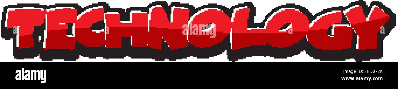 Wortdesign für Technologie in roter Farbabbildung Stock Vektor