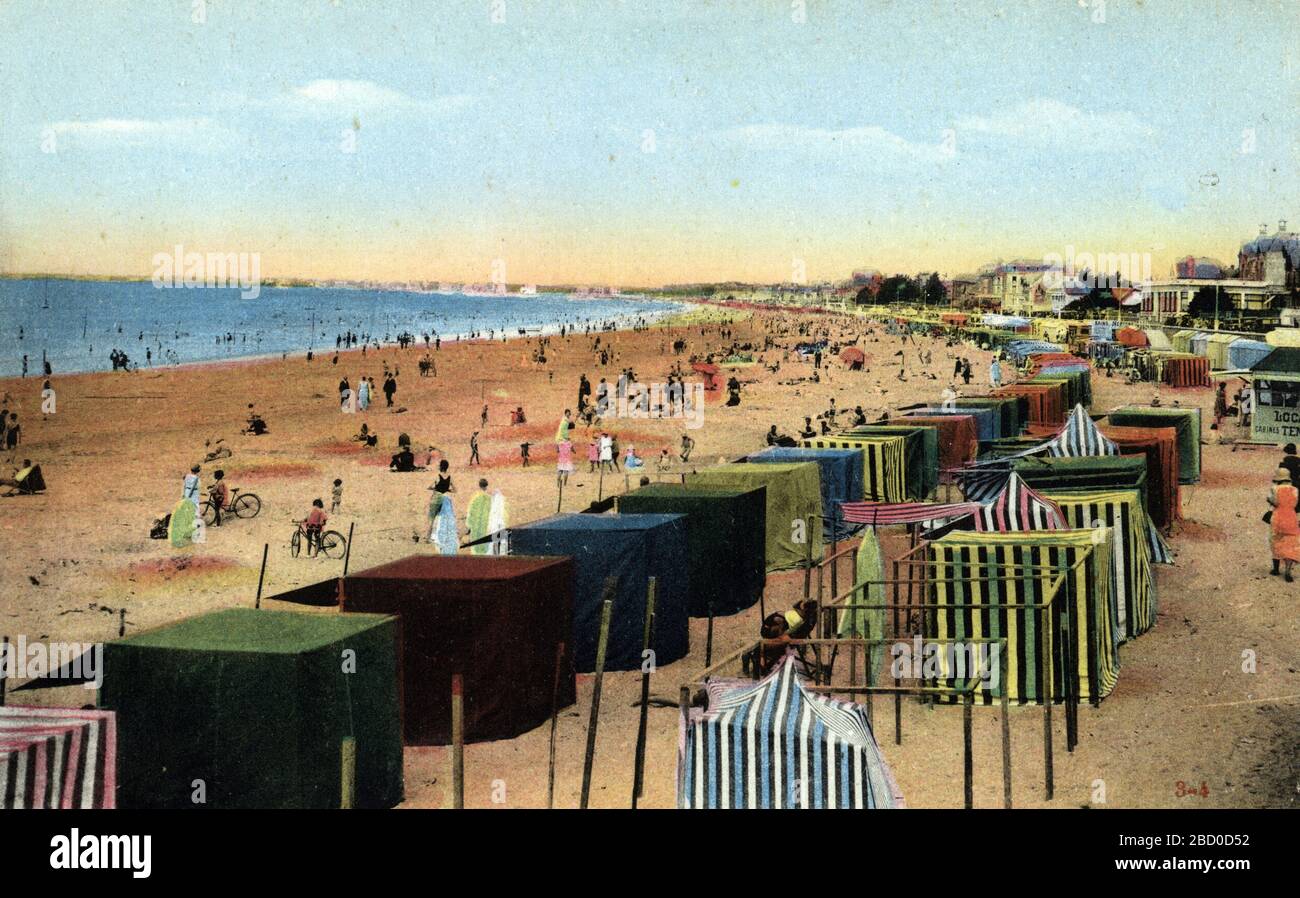 Vue de la plage de Pornichet a maree basse en loiré-atlantique (Pornichet Beach) carte postale Sammlung von 1910 Stockfoto