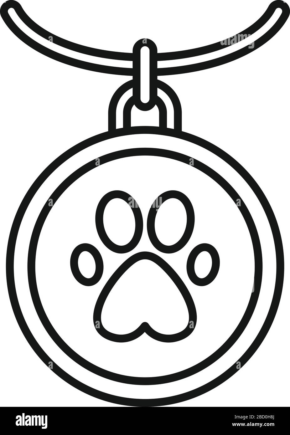 Hunde-Kunststoff-Medaillensymbol. Outline Dog Plastic Medal Vector Icon für Web-Design isoliert auf weißem Hintergrund Stock Vektor