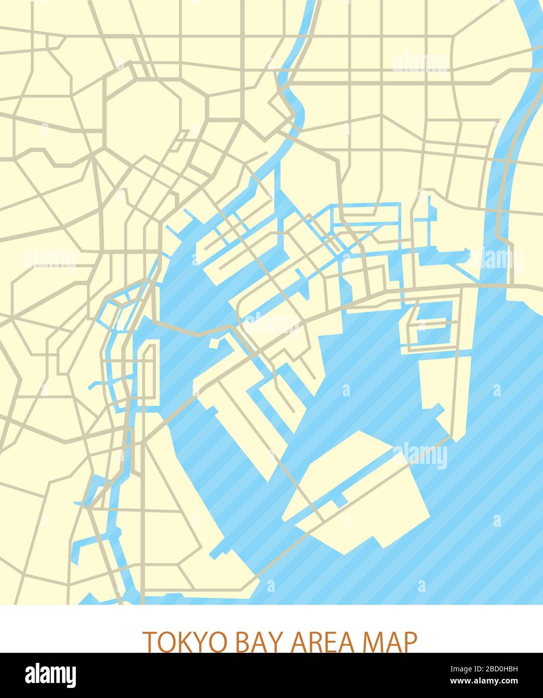 Tokyo Bay Area Straßenkarte Stock Vektor
