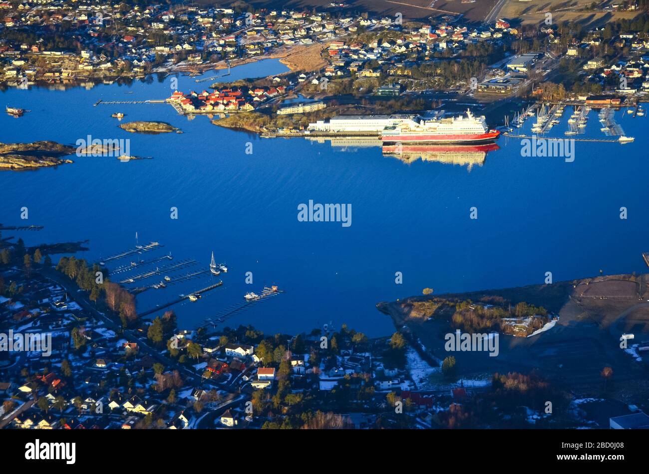 Schiff in Norwegen, Oslo, Winter Stockfoto