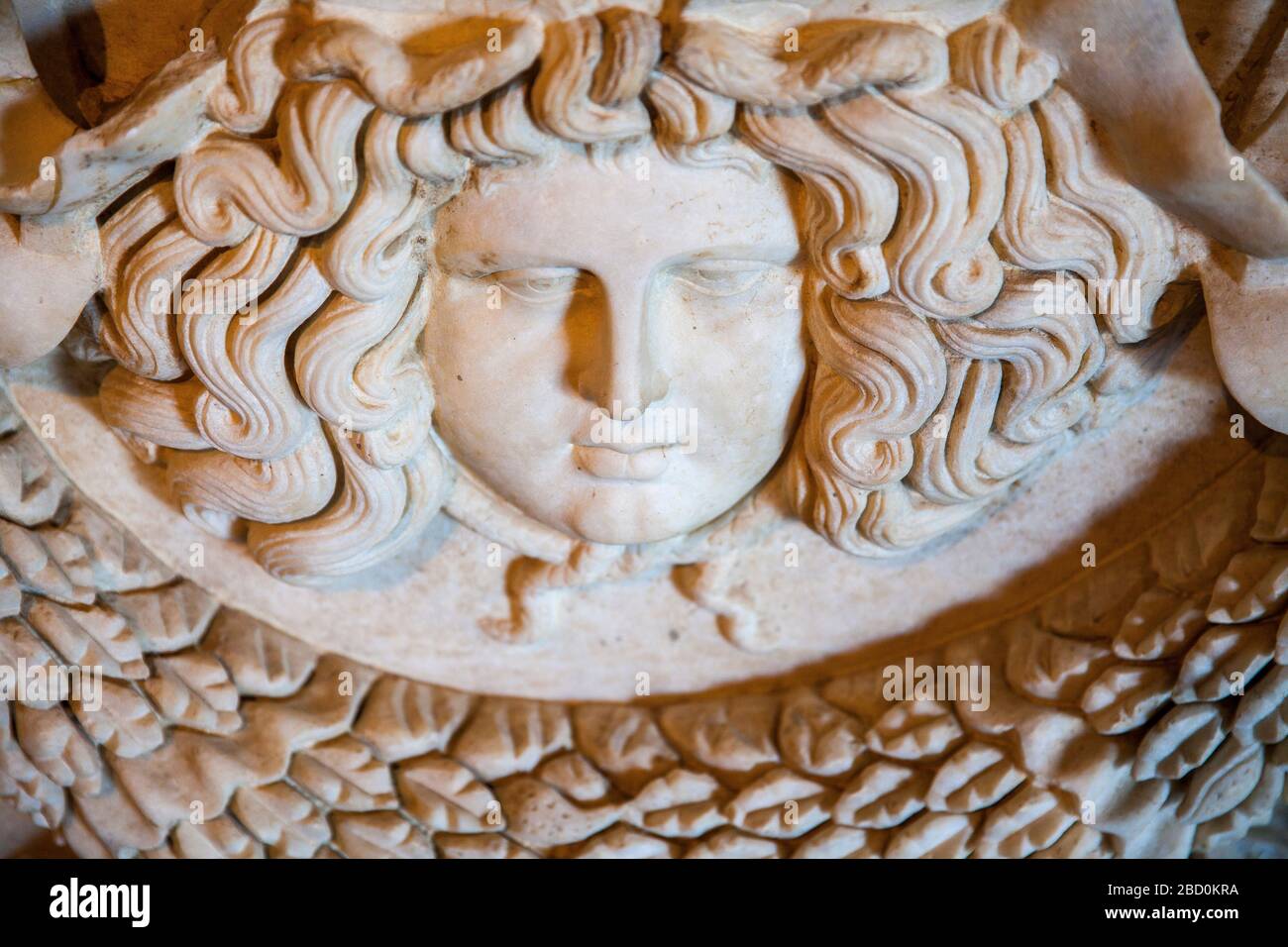 Leiter von Medusa, Pamukkale, Hierapolis, Anatolien, Türkei. Stockfoto
