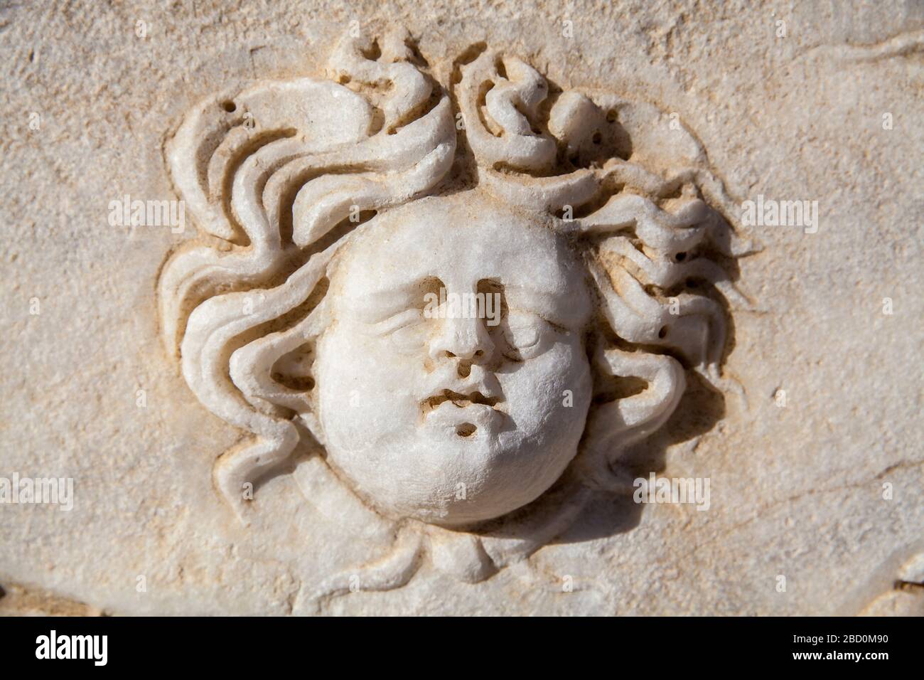 Leiter von Medusa, Pamukkale, Hierapolis, Anatolien, Türkei. Stockfoto