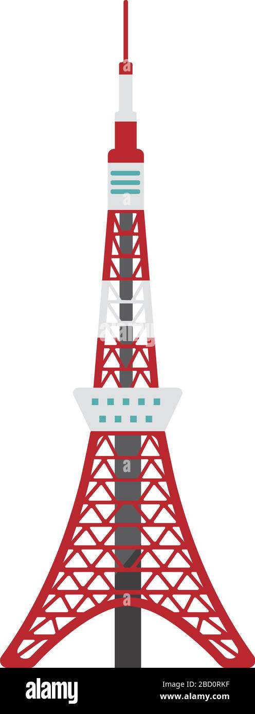 Tokyo Wahrzeichen Gebäude flache Vektor Illustration / Tokyo Tower Stock Vektor