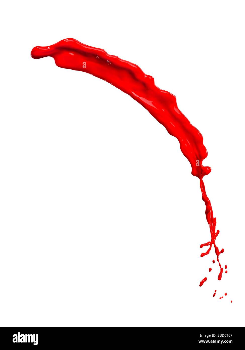 Grandioses rotes Farbenspritzen isoliert auf weißem Hintergrund Stockfoto