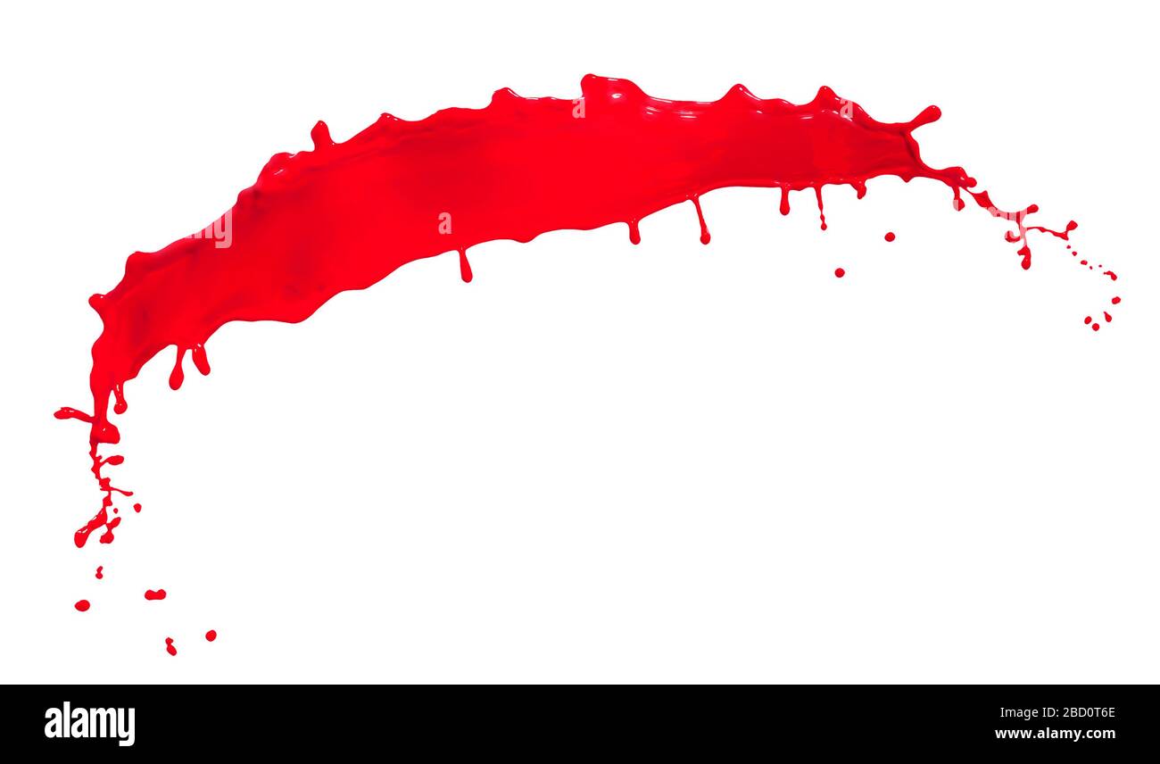 Grandioses rotes Farbenspritzen isoliert auf weißem Hintergrund Stockfoto