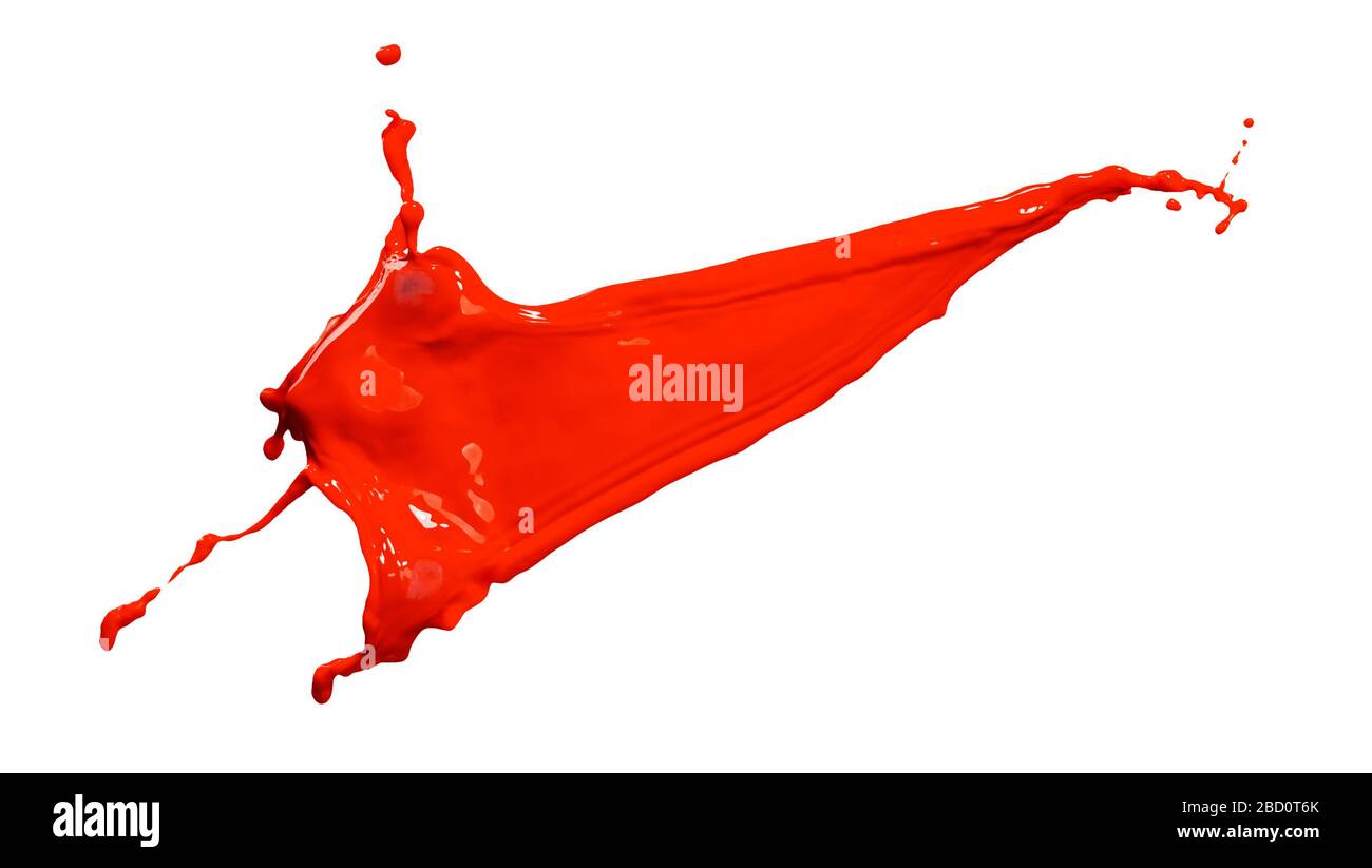 Grandioses rotes Farbenspritzen isoliert auf weißem Hintergrund Stockfoto