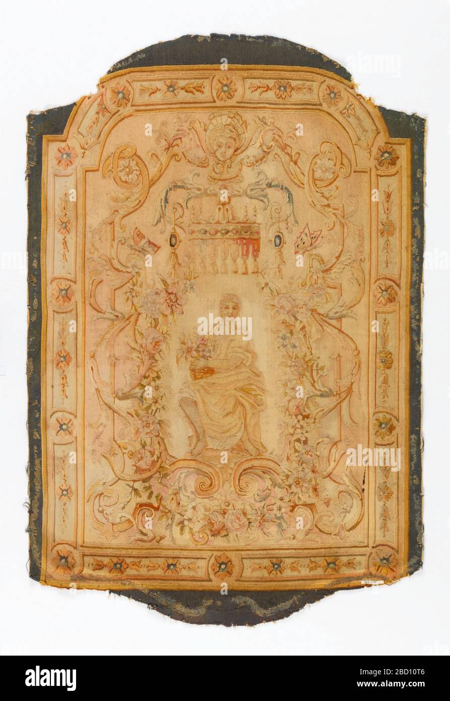 Panel. Forschung in ProgressNineteenth Century Panel im achtzehnten Jahrhundert Stil zeigt eine sitzende weibliche Figur in klassischen Kleid mit Blumen. Der Rahmen um die Figur herum hat blätterendes Laub und Blumen. Mehrfarbig, aber jetzt stark verblasst. Panel Stockfoto