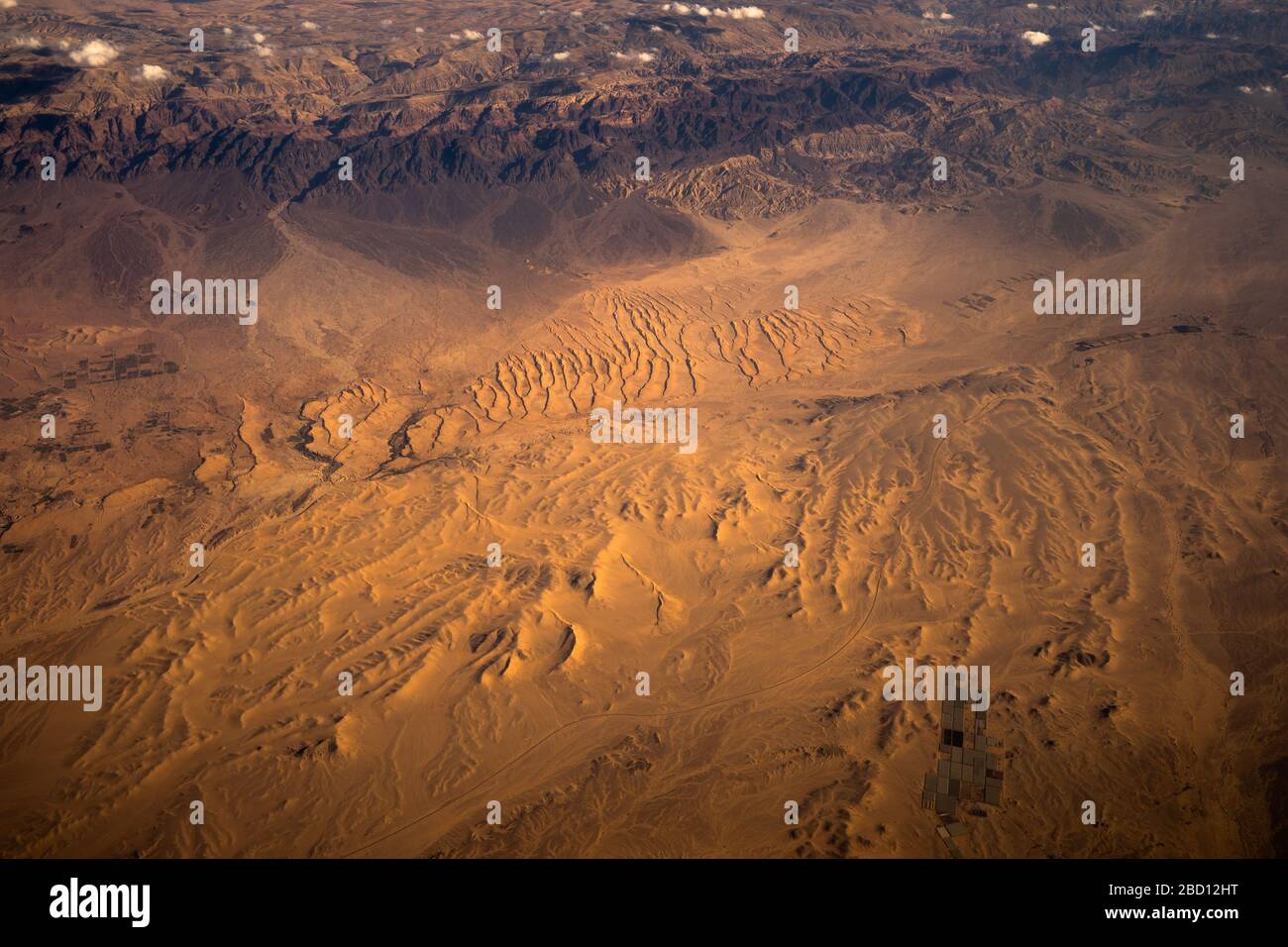 Luftaufnahme von Saudi-Arabien aus dem Golf von Akaba Red Sea Stockfoto