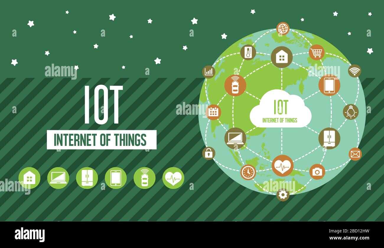 IoT ( Internet der Dinge ) Bild Banner Illustration (Erde) Stock Vektor