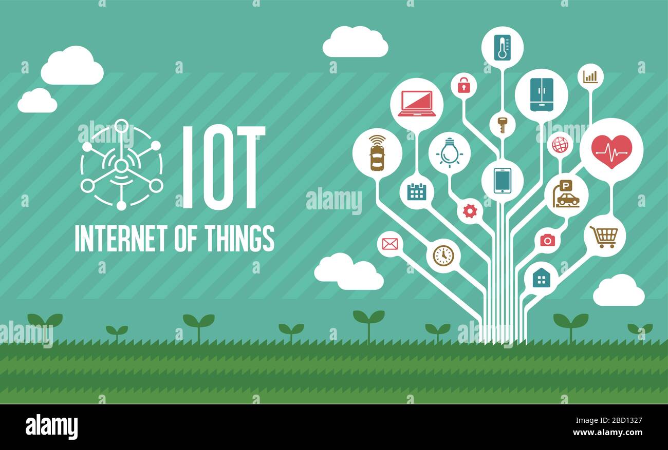 IoT ( Internet der Dinge ) Bild Banner Illustration (Baum) Stock Vektor