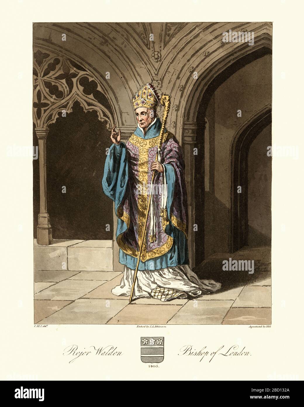 Mittelaltermode, Roger Walden englischer Schatzmeister und Bischof von London. Jahrhundert Stockfoto
