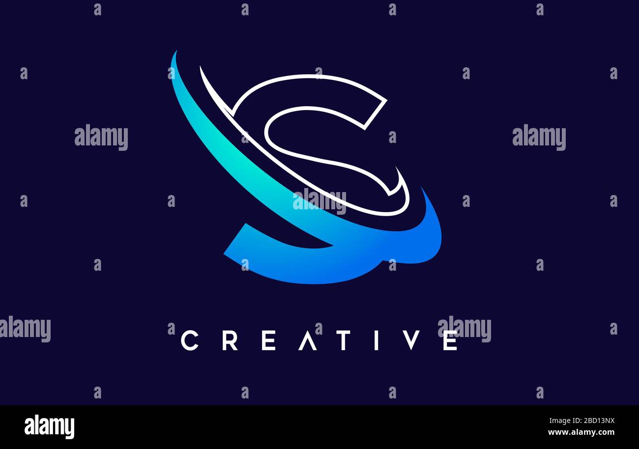 Logo des Buchstabens S. S Letter Design Vector mit Blue Swash VectorIllustration. Stock Vektor