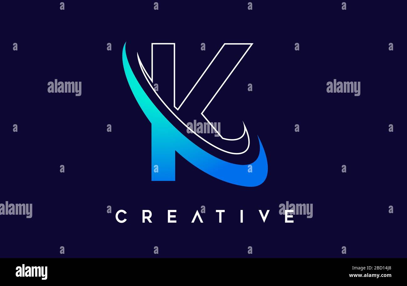 Logo des Buchstabens K. K Vektor mit Letter Design und blauer VectorIllustration. Stock Vektor