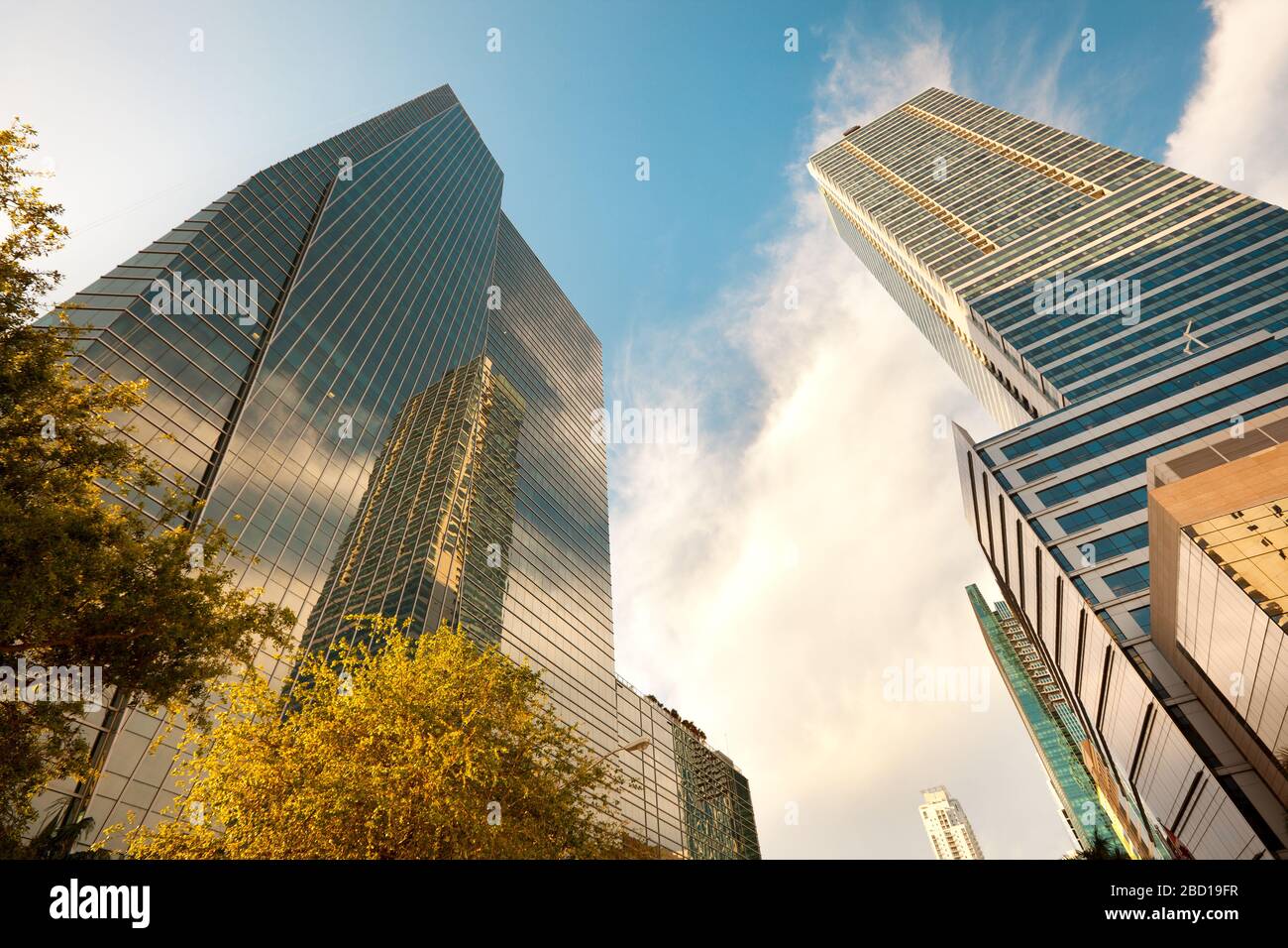 Skyline von Wolkenkratzern an der Brickell Avenue im Stadtzentrum von Miami, Florida, Vereinigte Staaten Stockfoto