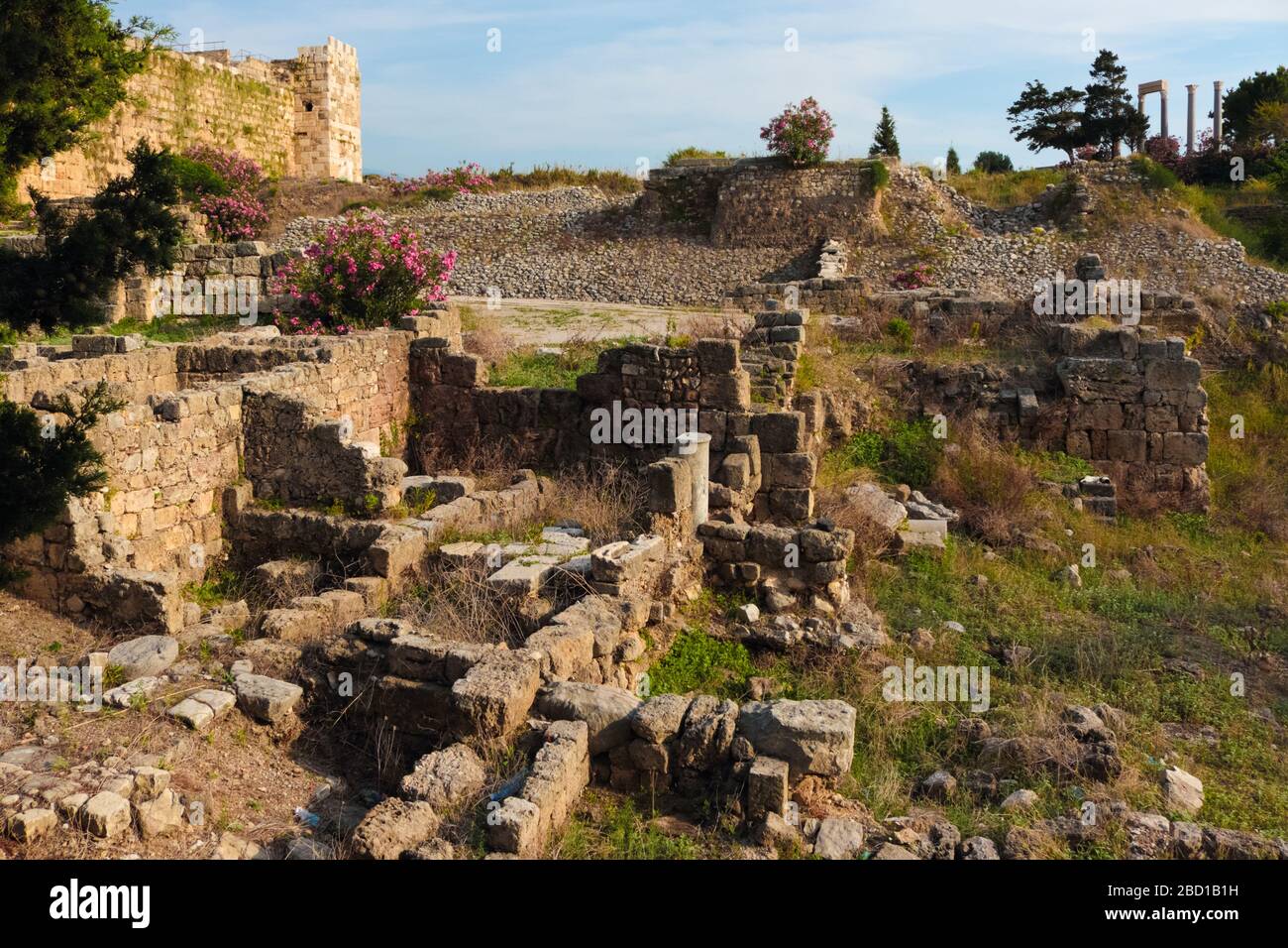 Archäologische Ruinen von römischen Bauten in Byblos, Libanon. Stockfoto