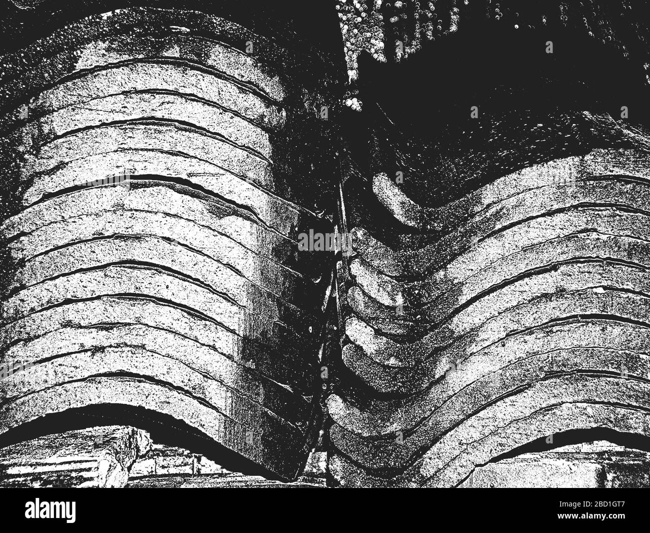 Alte Struktur des Dachziegels in Bedrängnis bringen. Schwarz-weißer Grunge Hintergrund. EPS8-Vektorgrafiken. Stock Vektor