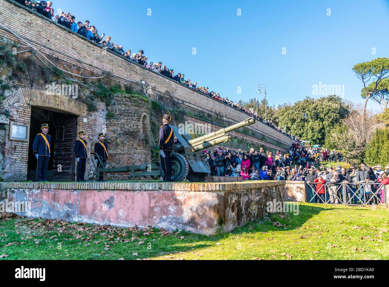 Kanone auf dem Gianicolo-Hügel, Rom, Latium, Italien, Europa Stockfoto