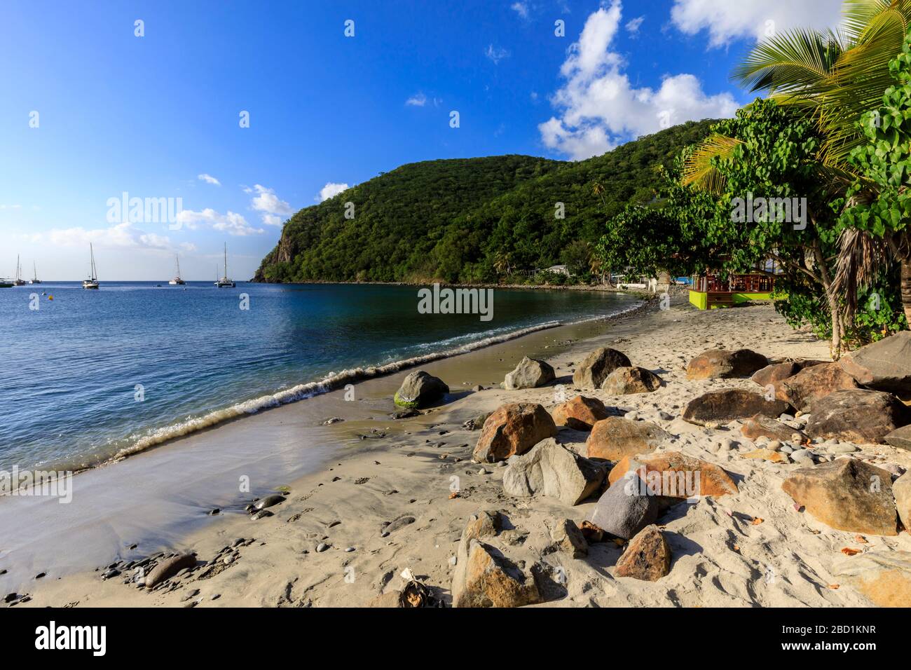 Deshaies Waterfront, Tod in Paradise Location, Basse Terre, Guadeloupe, Leeward Islands, West Indies, Karibik, Mittelamerika Stockfoto