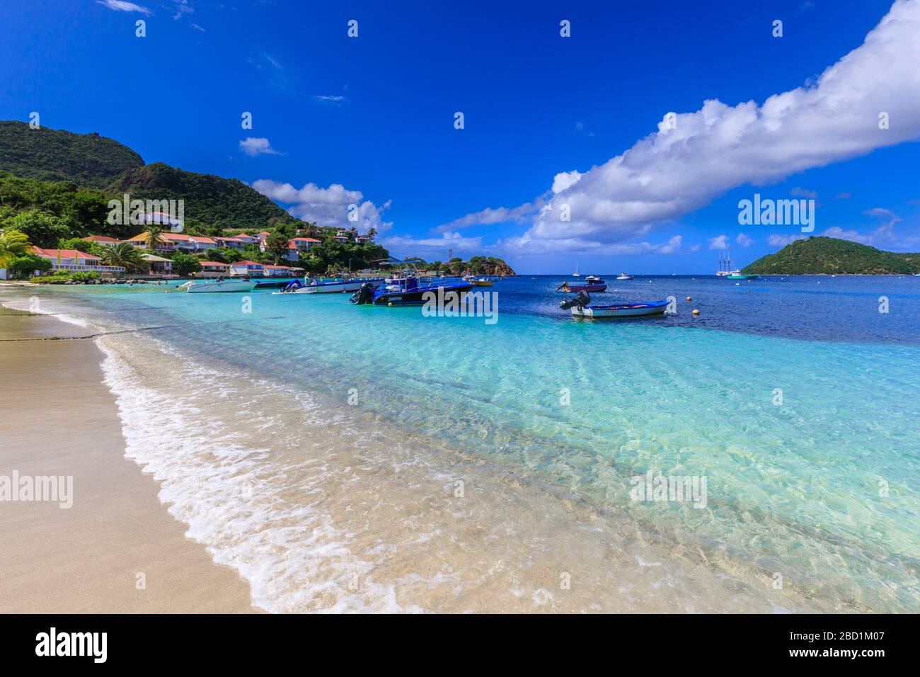 Anse du Fond Cure, weißer Strand, türkisfarbenes Meer, Les Saintes Bay, Terre de Haut, Iles des Saintes, Guadeloupe, Leeward Islands, Karibik Stockfoto