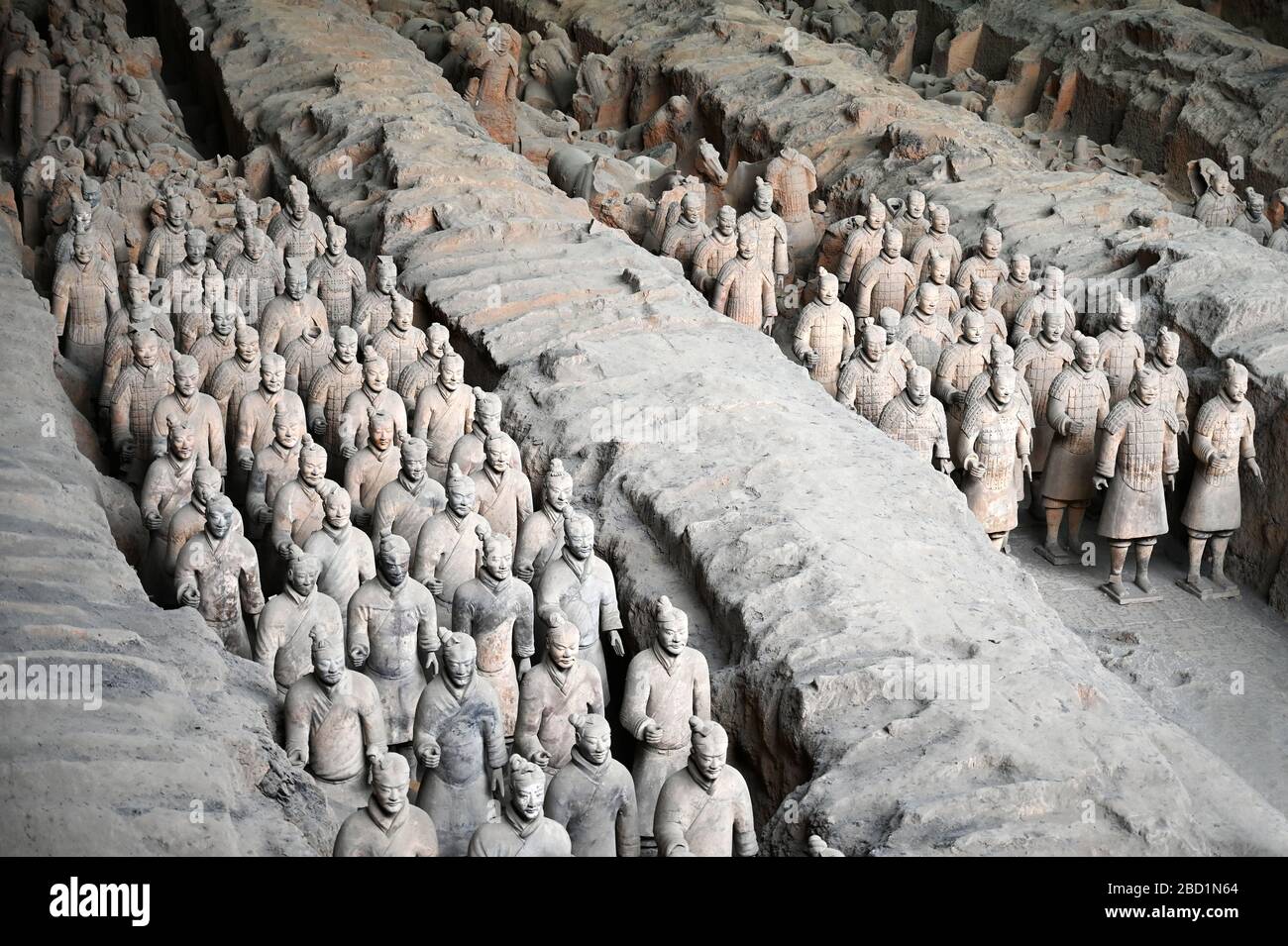 Terrakotta-Armee, Grabplastiken, die 210-209 v. Chr. mit Kaiser Qin Shi Huang begraben wurden, UNESCO-Weltkulturerbe, Xian, Shaanxi, China, Asien Stockfoto