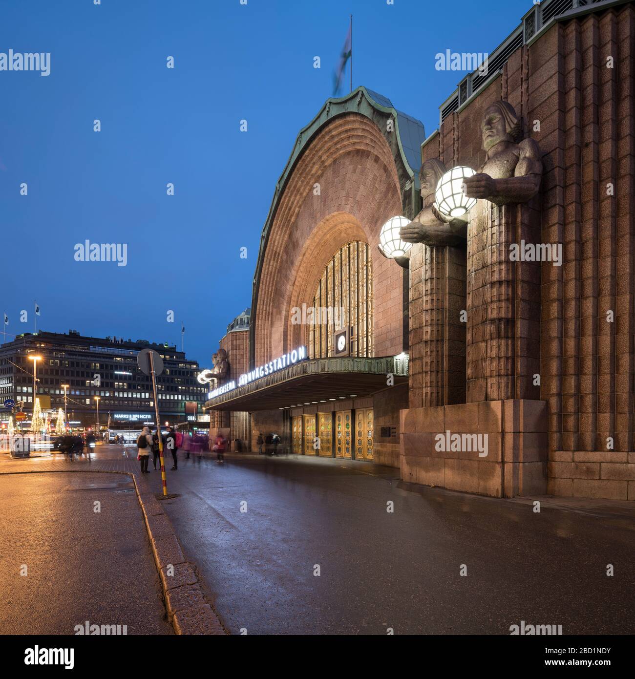 Außenfassade zum Hauptbahnhof Helsinki, Helsinki, Finnland, Europa Stockfoto