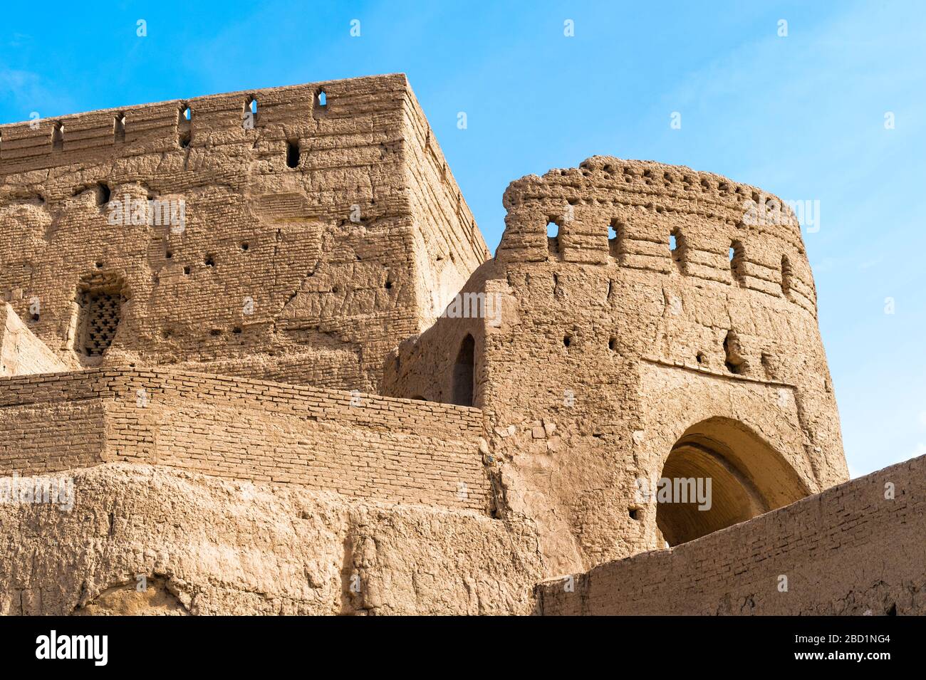 Narin Qaleh (Narin Ghaleh), Turm und Befestigungsmauern, Festung aus Meybod mit Lehmziegeln, Meybod, Provinz Yazd, Iran, Naher Osten Stockfoto