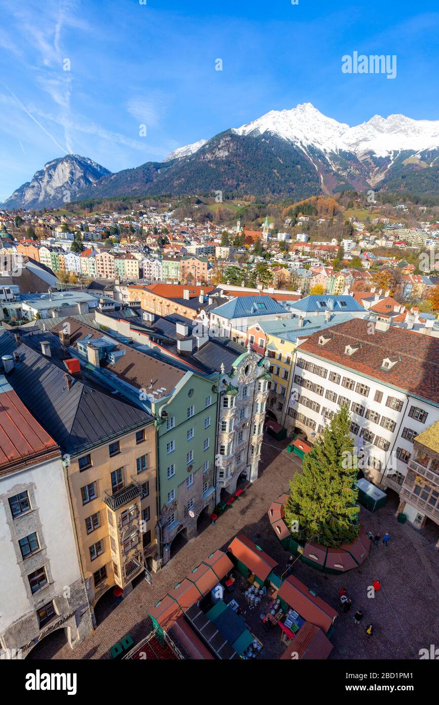 Stadt Innsbruck von oben, in Richtung Tyrol, Österreich, Europa Stockfoto