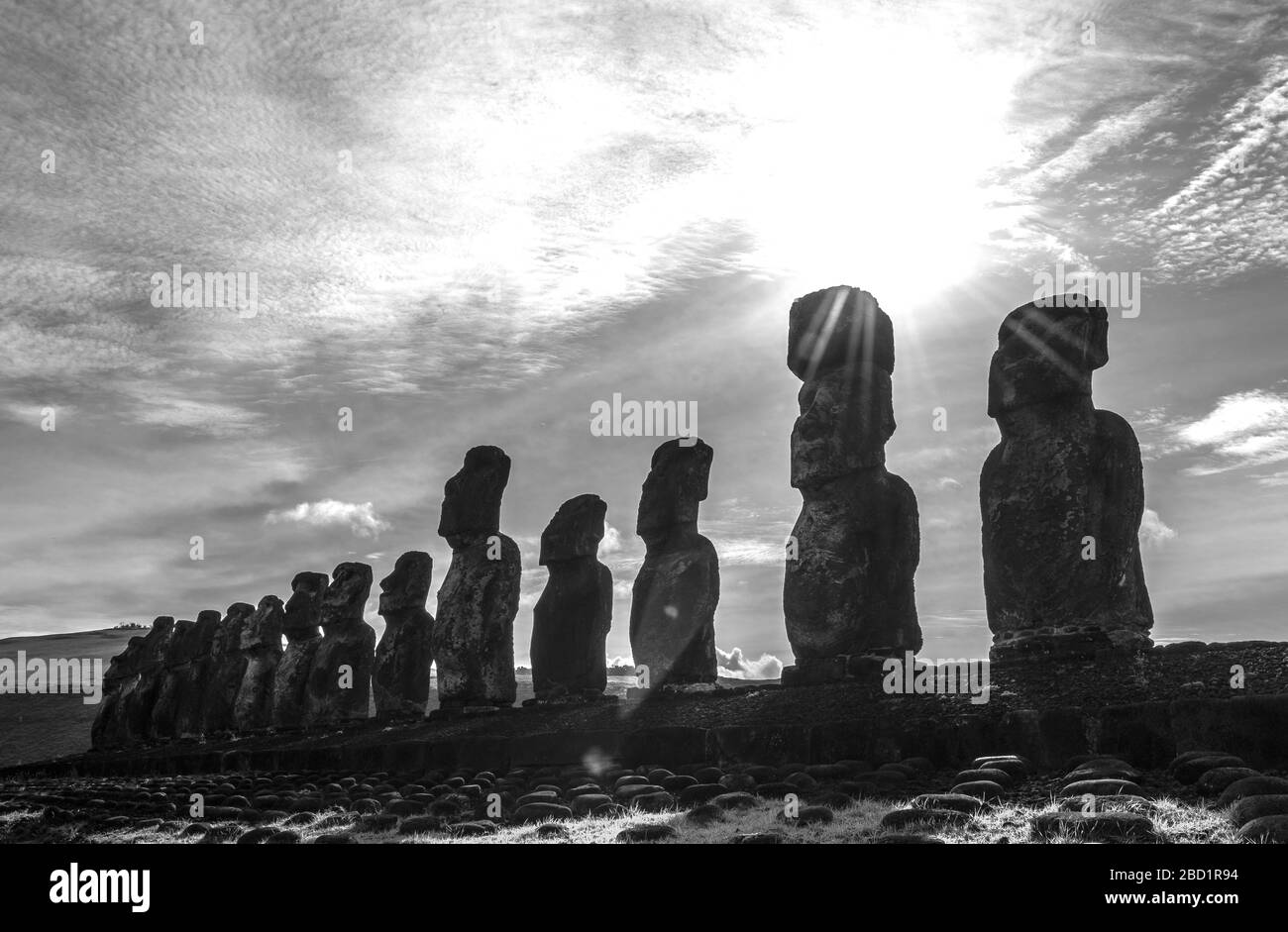 Easter Island Heads, Easter Island (Rapa Nui), UNESCO-Weltkulturerbe, Chile, Südamerika Stockfoto