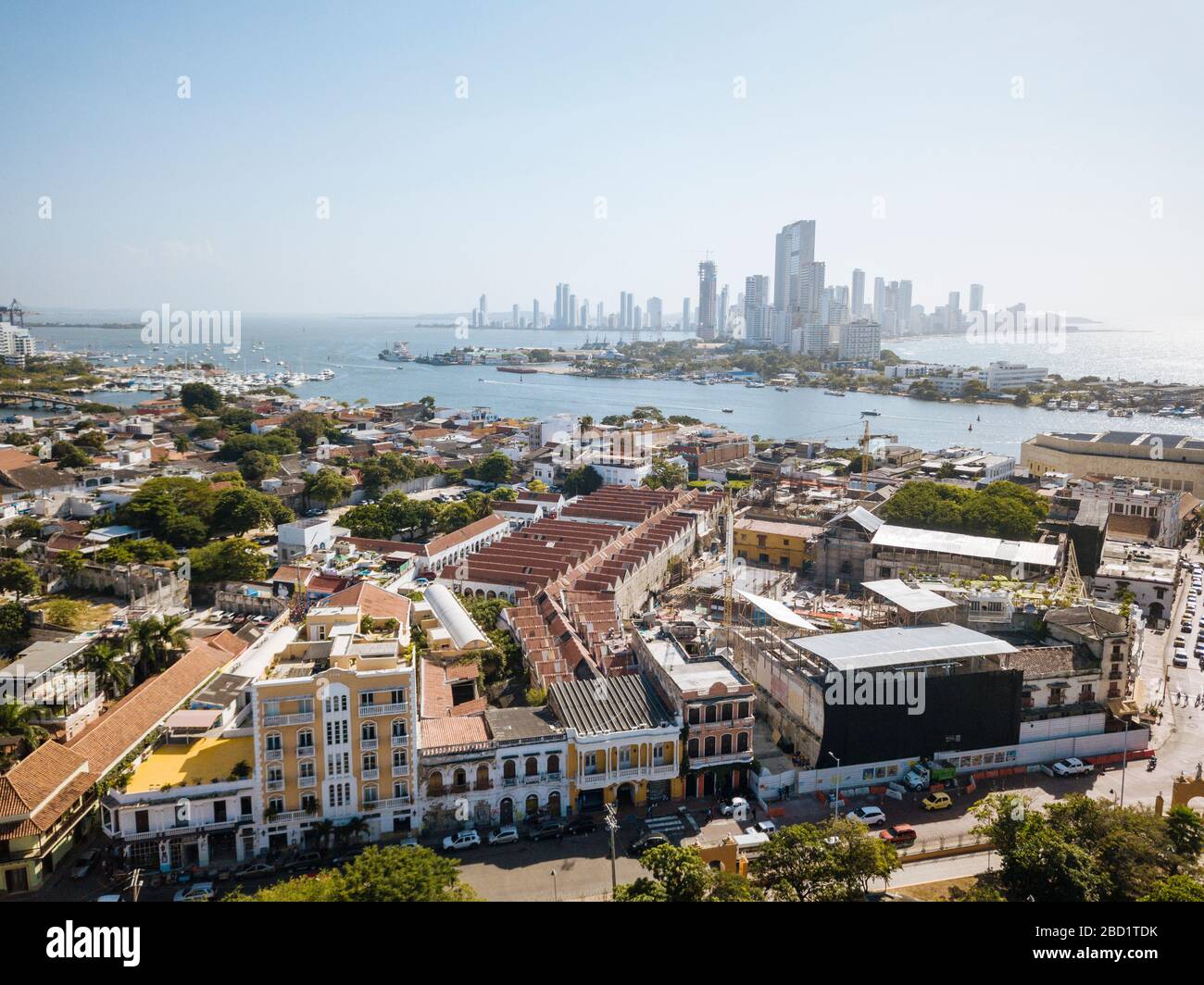 Luftbild von der Drohne Cartagena, Bolivar Department, Kolumbien, Südamerika Stockfoto