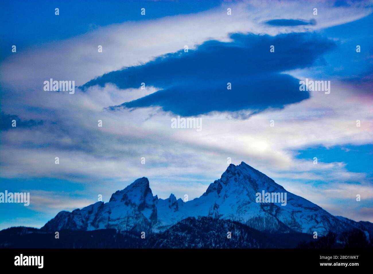 Blick auf Berchtesgaden auf dem Watzmann Stockfoto