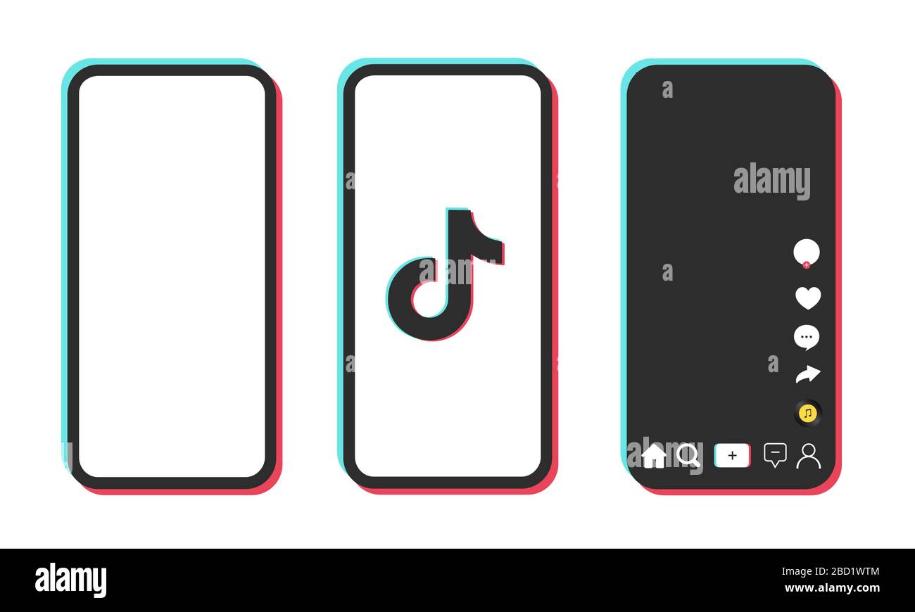 Symbole für soziale Netzwerke im Farbrahmen des Mobiltelefons. Mobile Oberfläche für Rahmenvorlagen in sozialen Medien. Symbolsatz für soziale Netzwerke und Blogging. Bereit Stock Vektor